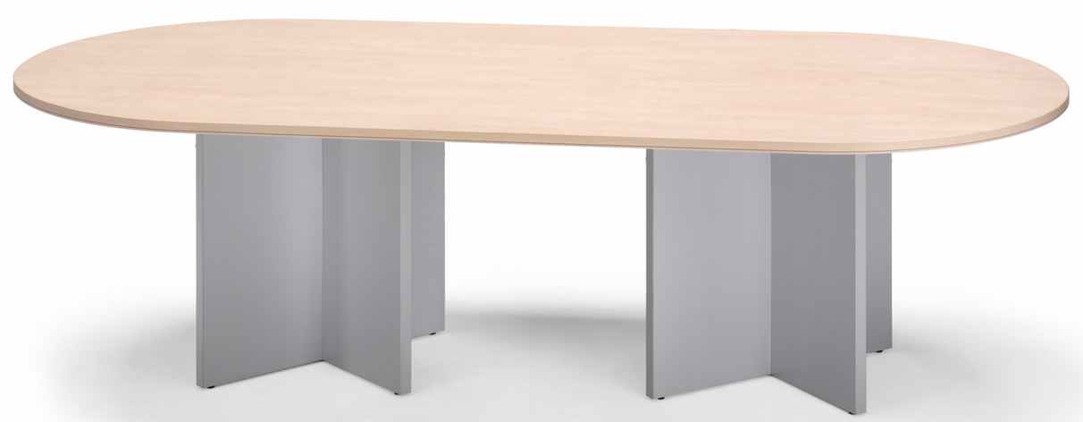mesa de reueniones de madera base mader ovalad